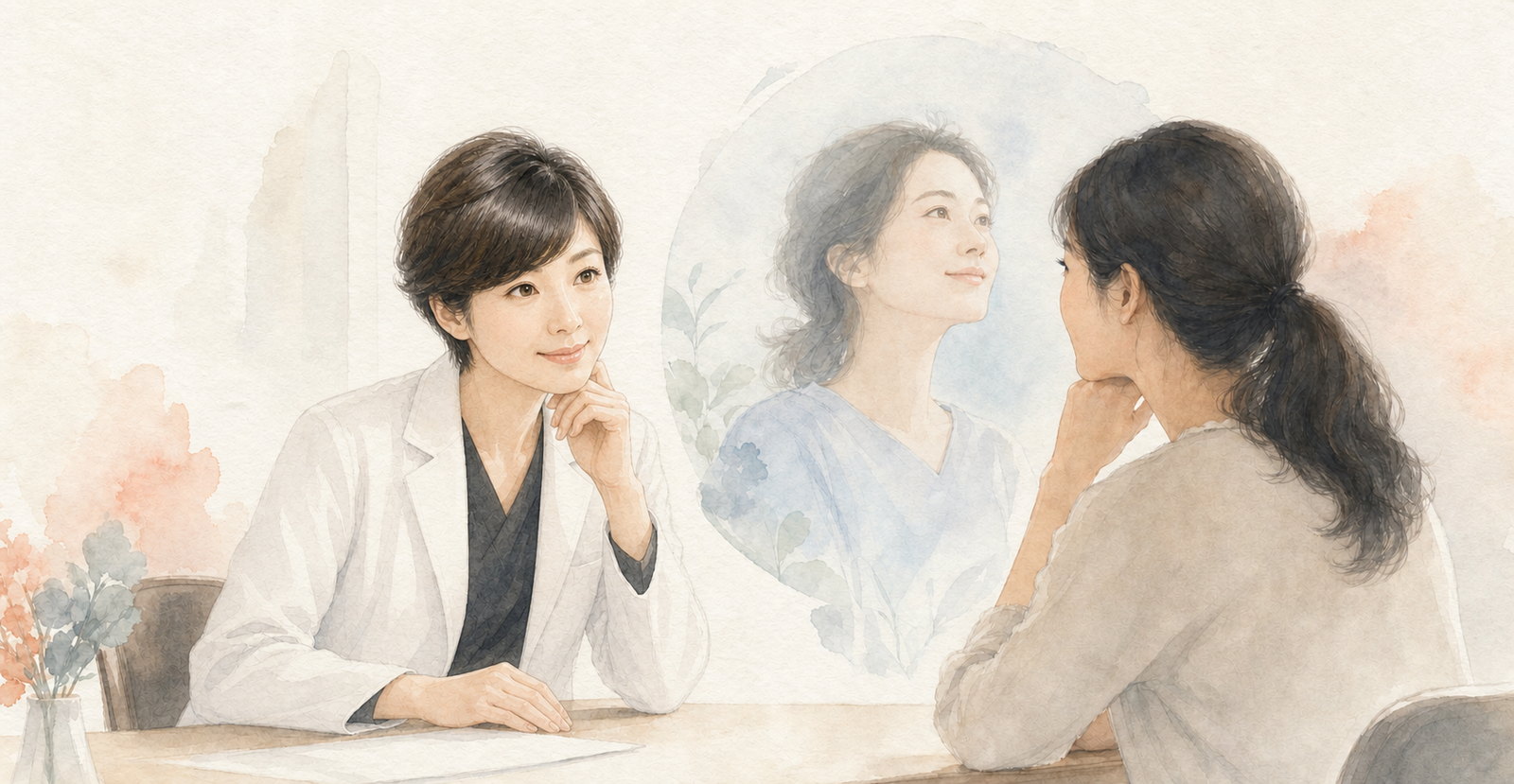 患者さんの戻りたい印象を一緒に言葉にする奥美香子副院長の診察イメージ